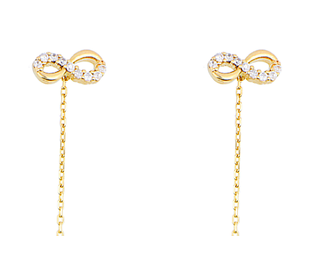 Cercei lungi din aur 14k cu lantisor Infinit cu pietre 7mm [2]