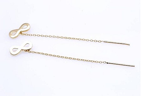 Cercei lungi din aur femei cu lantisor Infinit 1cm [1]