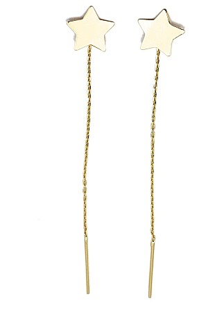 Cercei lungi din aur galben 14k ieftini lantisor Stelute 9mm [1]