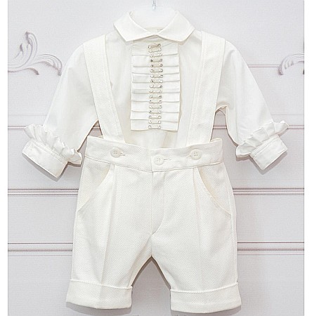 Costum botez baiat alb-ivoire vara Dany, 4 piese [1]