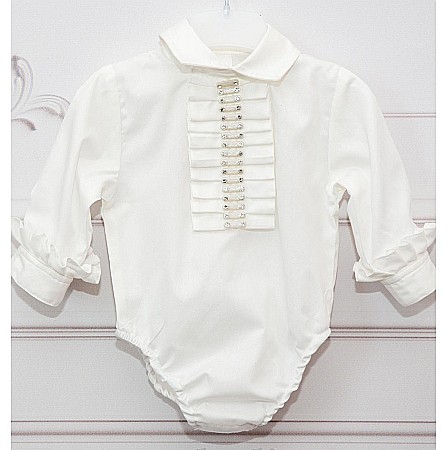 Costum botez baiat alb-ivoire vara Dany, 4 piese [3]