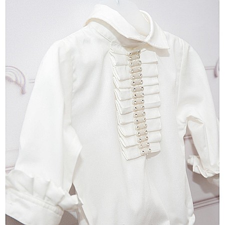 Costum botez baiat alb-ivoire vara Dany, 4 piese [4]
