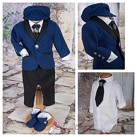 Costume Botez - Costum Botez Baiat albastru CEREMONIE, 6 piese