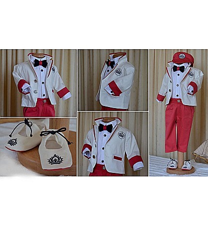 Costume Botez - Costum botez baiat CROWN cu blazon brodat