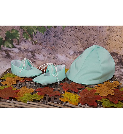 Costum botez baiat de vara AQUA BOY cu vesta tafta aqua si stofa neagra [3]