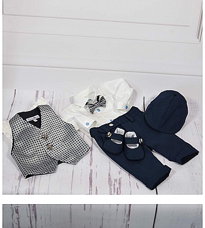 Costum botez baiat de vara Dominik, camasa body, 6 piese [2]