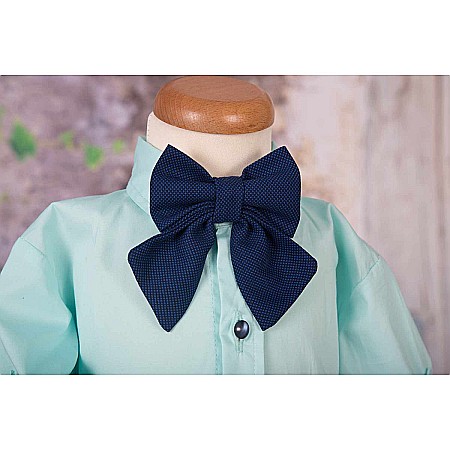 Costum botez baiat de vara MINT TRACE bleumarin si verde menta, 4 piese [2]
