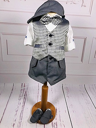 Costum botez baiat pentru vara BERTIE, camasa body, 6 piese [2]