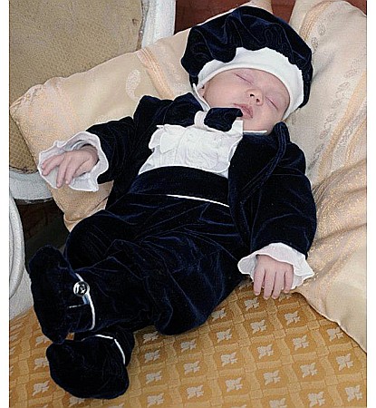 Costum botez baiat printisor ADRIAN, catifea bleumarin 6 piese, dvb36 [2]