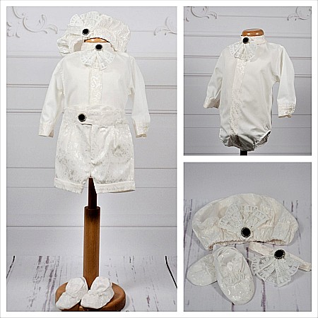 Costume Botez - Costum botez baiat vara alb-ivoire elegant, Nicholas