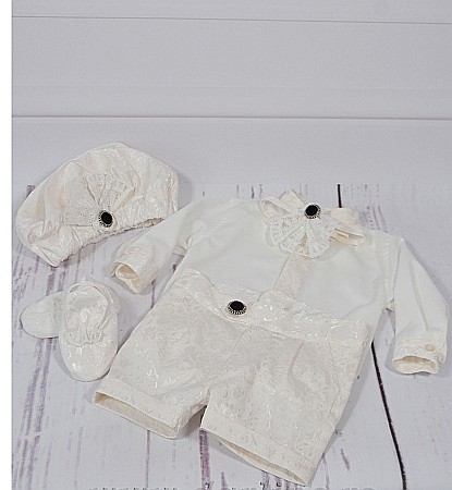 Costum botez baiat vara alb-ivoire elegant, Nicholas [3]