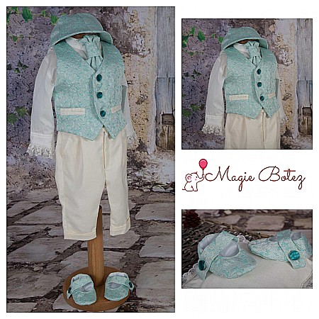Costume Botez - Costum botez baiat vara bleu-vert Light Green