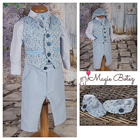 Costume Botez - Costum botez baiat vara din stofa bleu, Blue Sky