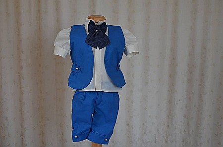 Costum botez baiat vara, Eduard, in albastru, 5 piese [1]