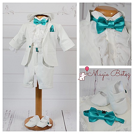 Costum botez baiat vara ivoire model print, Toulouse