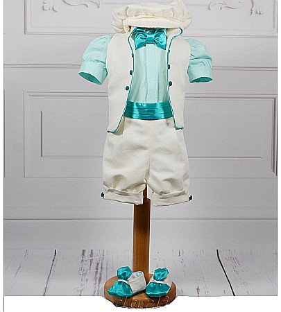 Costum botez baiat vara Tourquoise, camasa body, 6 piese [1]