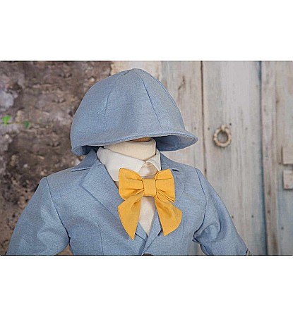 Costum botez baieti de vara din in bleu racoros BRACES, 6 piese [3]