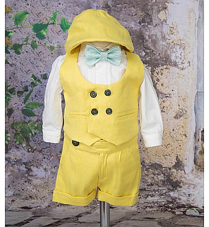 Costum botez baieti galben de vara din IN, SUNNY, 6 piese [2]