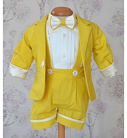 Costum botez baieti galben pentru vara 6 piese, Cosmin [1]