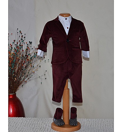Costum cu palton botez baieti toamna-iarna CARTER, 6 piese [1]