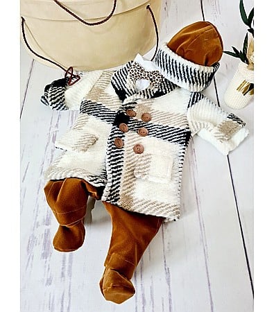 Costume Botez - Costum cu paltonas baiat de botez iarna 5 piese, Matthew