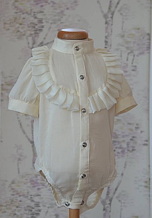 Costum de botez alb-ivoire baiat de vara VERSAILLES, camasa tip body, 3 piese [2]