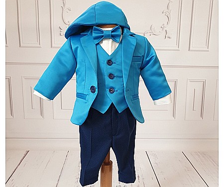 Costum de Botez albastru baiat Oscar, 6 piese [2]