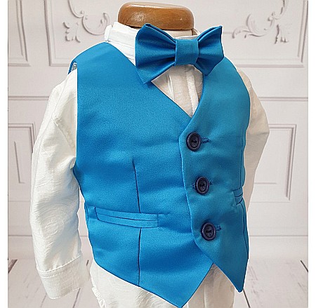 Costum de Botez albastru baiat Oscar, 6 piese [1]