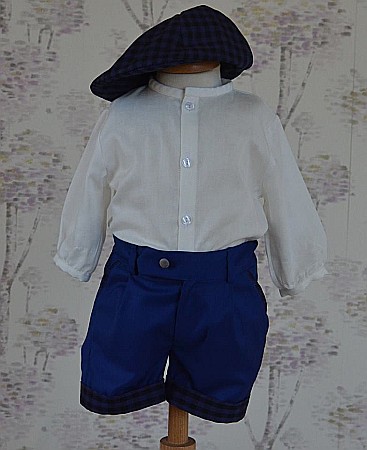 Costum de botez baiat de vara elegant din stofa si in, 6 piese, ALFONSE [1]