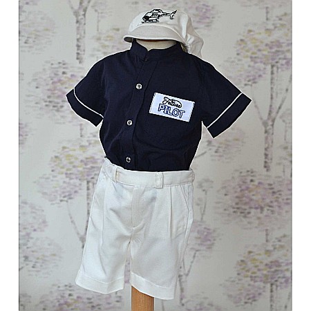 Costume Botez - Costum de botez baiat de vara vesel, model PILOT
