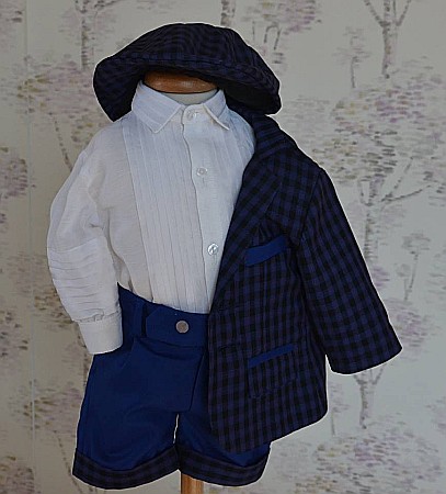 Costume Botez - Costum de botez baiat din stofa subtire de vara JUSTIN, 5 piese
