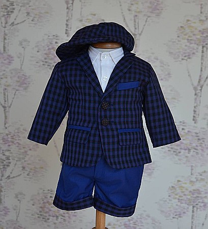 Costum de botez baiat din stofa subtire de vara JUSTIN, 5 piese [1]