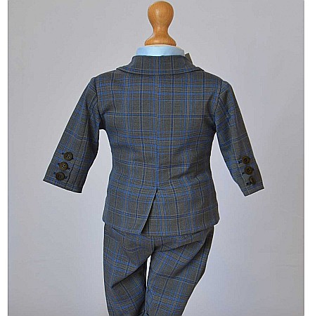 Costum de botez baiat elegant Alfonso din stofa, croiala moderna, 7piese [2]