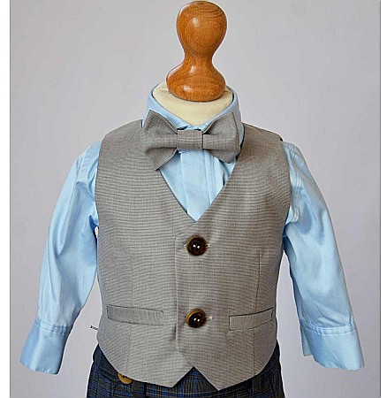 Costum de botez baiat elegant Alfonso din stofa, croiala moderna, 7piese [3]