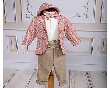 Costume Botez - Costum de botez baiat elegant Paul din stofa, croiala moderna, 6piese
