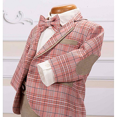 Costum de botez baiat elegant Paul din stofa, croiala moderna, 6piese [1]