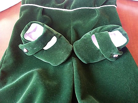 Costum de botez baiat printisor HENRIC, catifea ivoire verde 6 piese, dvb28 [3]