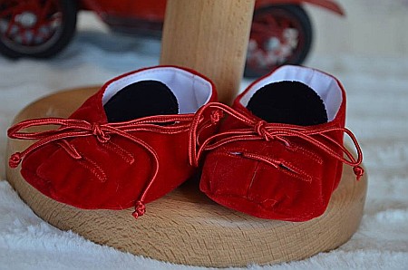 Costum de botez baiat toamna-iarna RED Jacket catifea rosie, 6 piese [2]