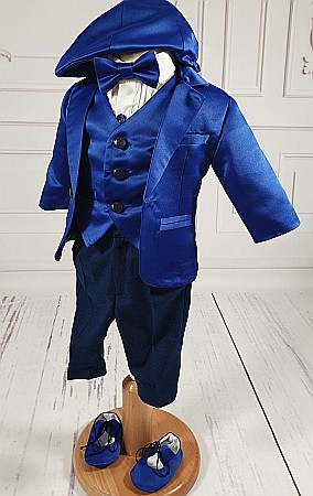 Costume Botez - Costum de Botez baiat toamna-iarna Walther din stofa, 7 piese