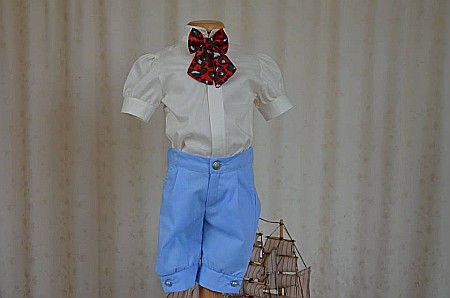 Costume Botez - Costum de botez baiat vara print din in, Alexis, 4 piese