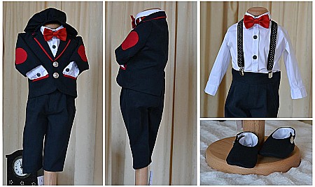 Costume Botez - Costum de botez baieti, din stofa si bumbac British Boy, 6 piese, dvb63