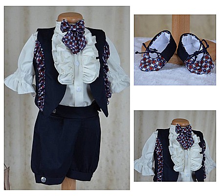 Rochite de Botez - Costum de botez baieti pentru vara, Hello my Prince, 5 piese