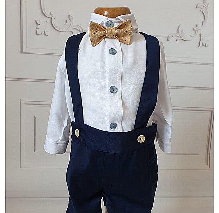 Costum de botez baieti pentru vara SEBI din bumbac, camasa body, 5 piese [2]