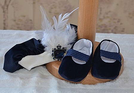 Costum de botez vara print baiat MARQUIS, din catifea si bumbac, 5 piese [2]