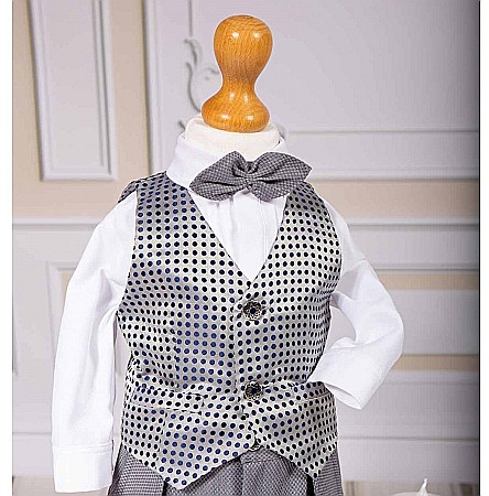 Costum elegant de Botez baiat toamna-iarna Harvey din stofa fina, 8 piese [3]