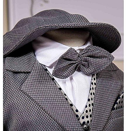 Costum elegant de Botez baiat toamna-iarna Harvey din stofa fina, 8 piese [5]