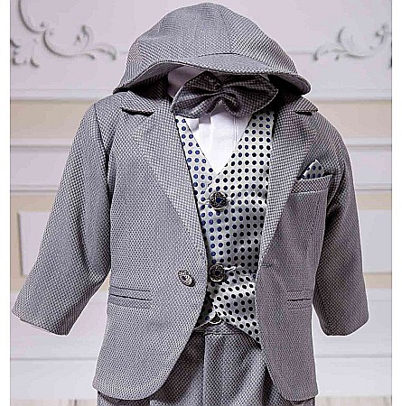 Costum elegant de Botez baiat toamna-iarna Harvey din stofa fina, 8 piese [4]
