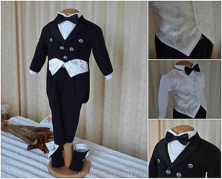 Costume Botez - Costumas botez baieti elegant Petit Concert stofa neagra, 6 piese, dvb07