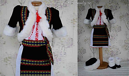 Rochite de Botez - Costumas rochita traditionala botez fetite iarna CATRINA  popular cu ie, 6 piese