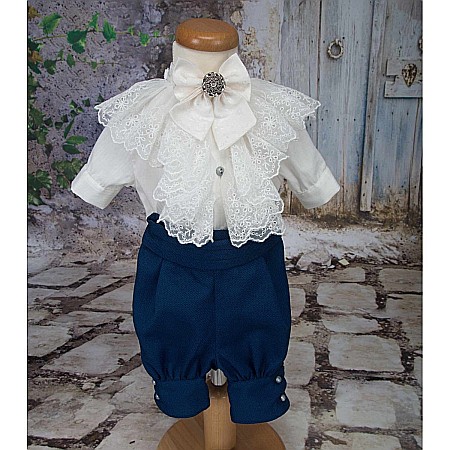 Costumase baieti- Costum botez baiat albastru de vara print JAMES [1]